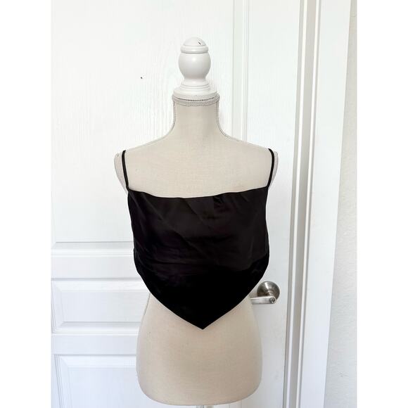 Danielle Bernstein by WeWoreWhat Cowl Top Stretch Charmeuse Black Large - Picture 3 of 8